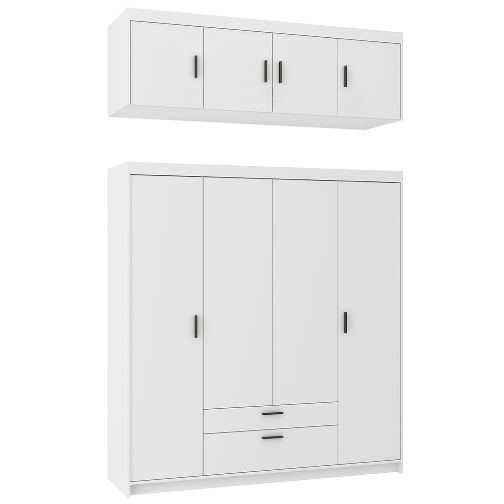 Šatní skříň ELENA 4D 2S + nástavec | 176,3 cm | bílá