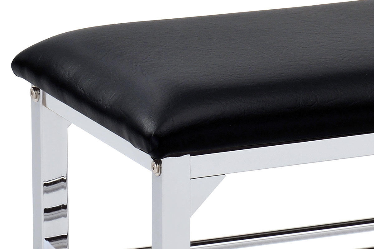 Botník | 2 police | potah černá ekokůže | kov - chrom | POSLEDNÍ KUS