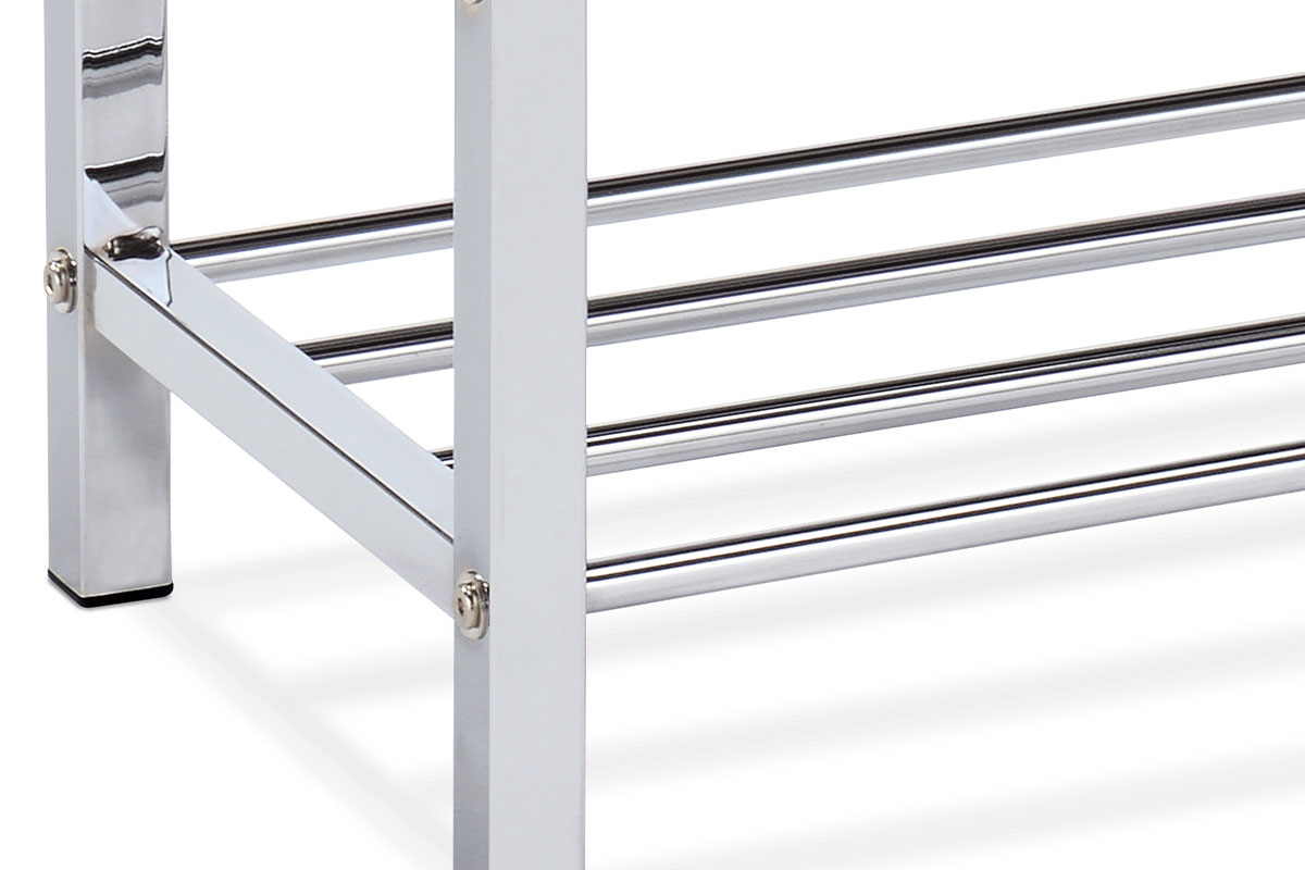 Botník | 2 police | potah černá ekokůže | kov - chrom | POSLEDNÍ KUS