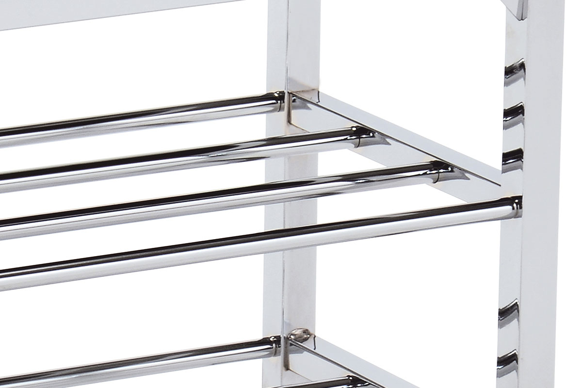 Botník | 2 police | potah černá ekokůže | kov - chrom | POSLEDNÍ KUS