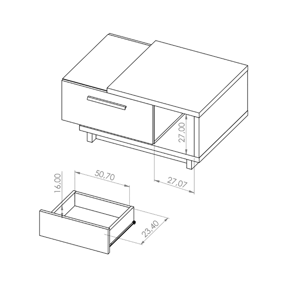 INES | konferenční stolek IN-04 | 90x60 cm | artisan/černá