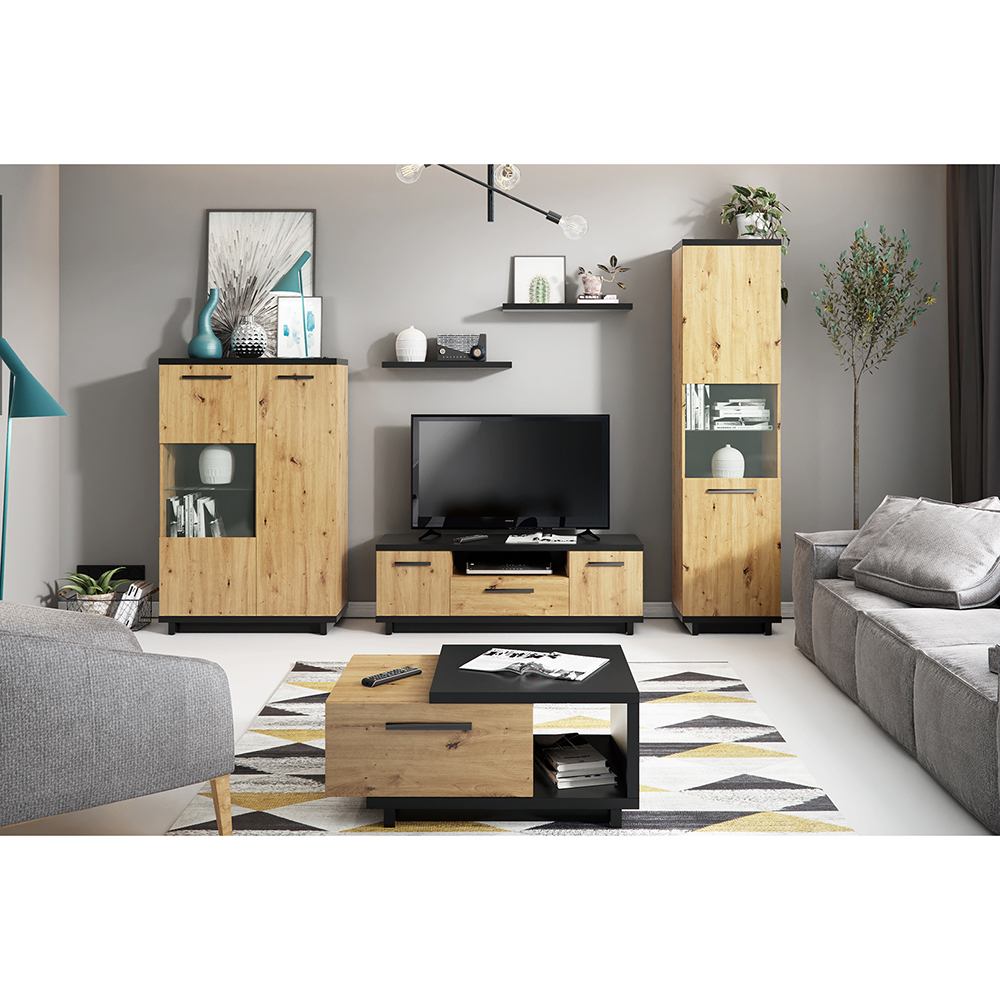 INES | šatní skříň SZ2D | IN-09 | 90 cm | artisan/černá