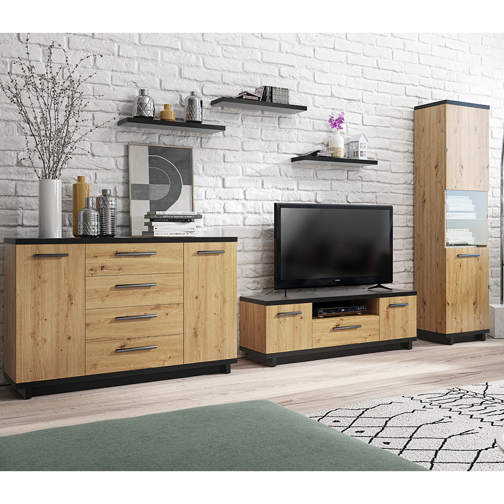 INES | šatní skříň SZ2D | IN-09 | 90 cm | artisan/černá