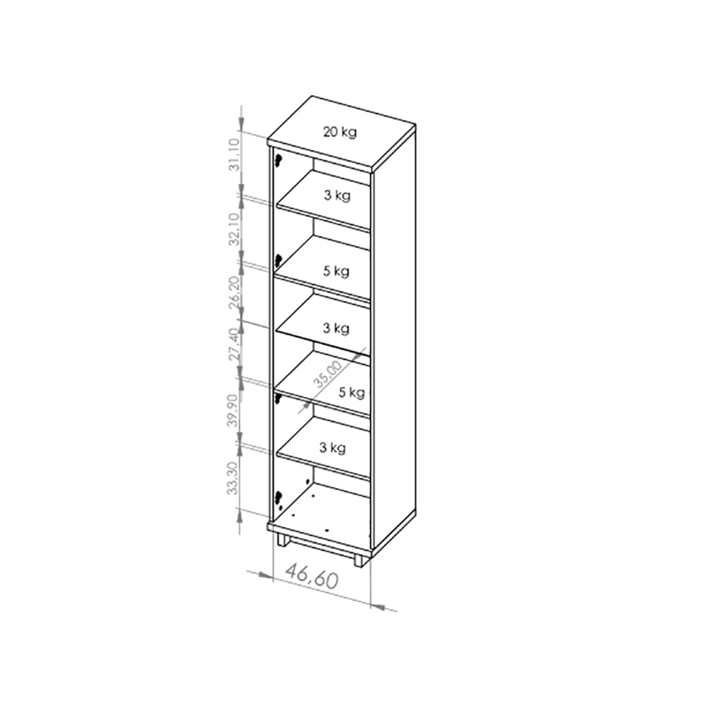 INES | vitrína WIT50 | IN-11 | 50,5 cm | artisan/černá