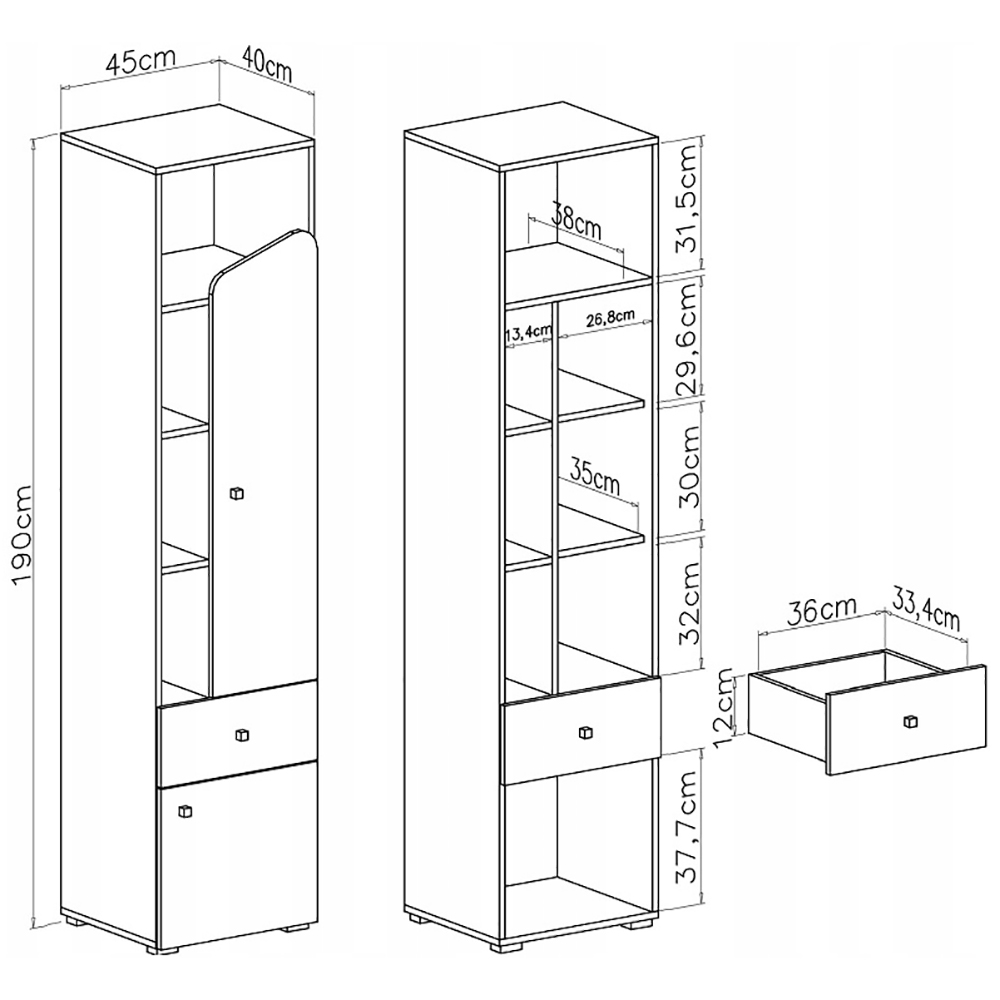 Dětský pokoj DELTA | sestava A1 | 4 díly | dub/antracit