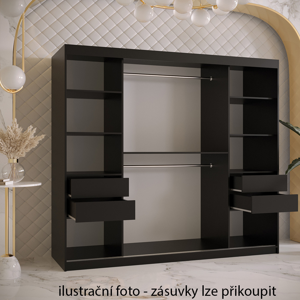 Šatní skříň Paproč 1 | 200 cm | černá