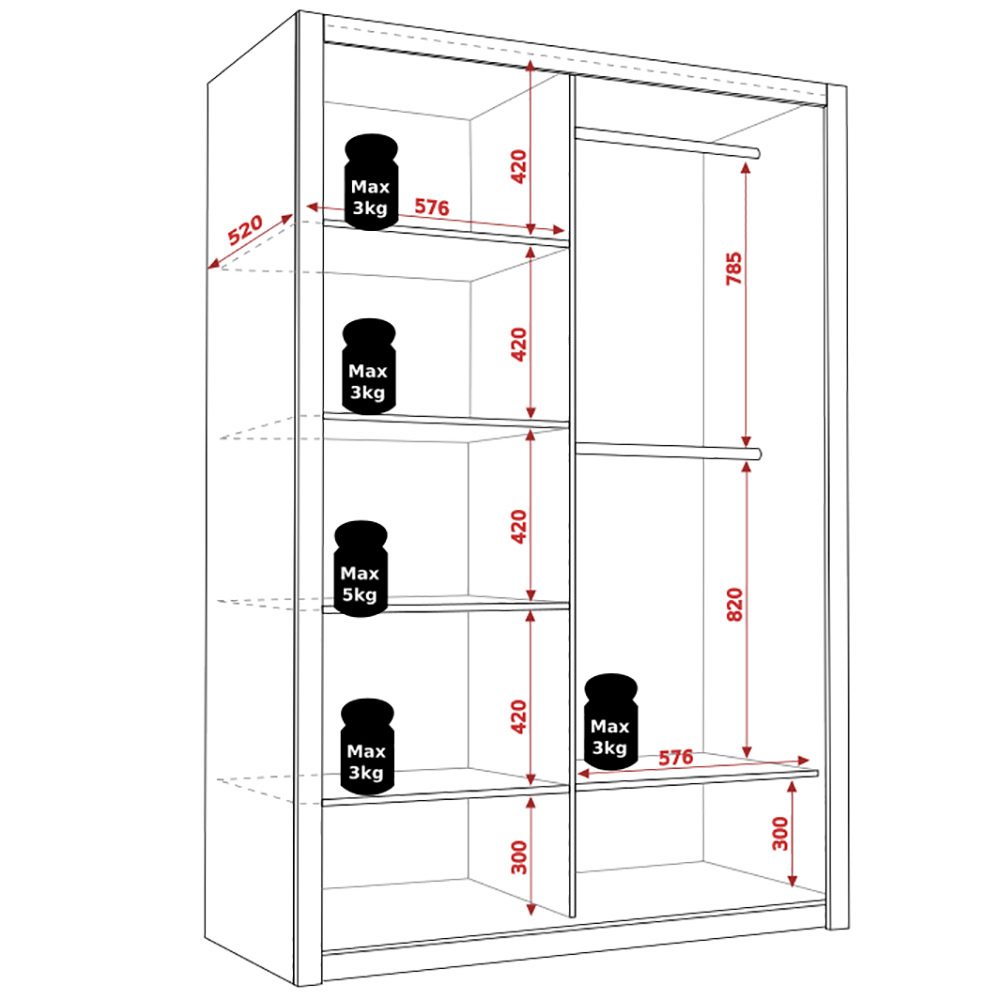 BONO z | šatní skříň | 120 cm | bez zrcadla | dub zlatý