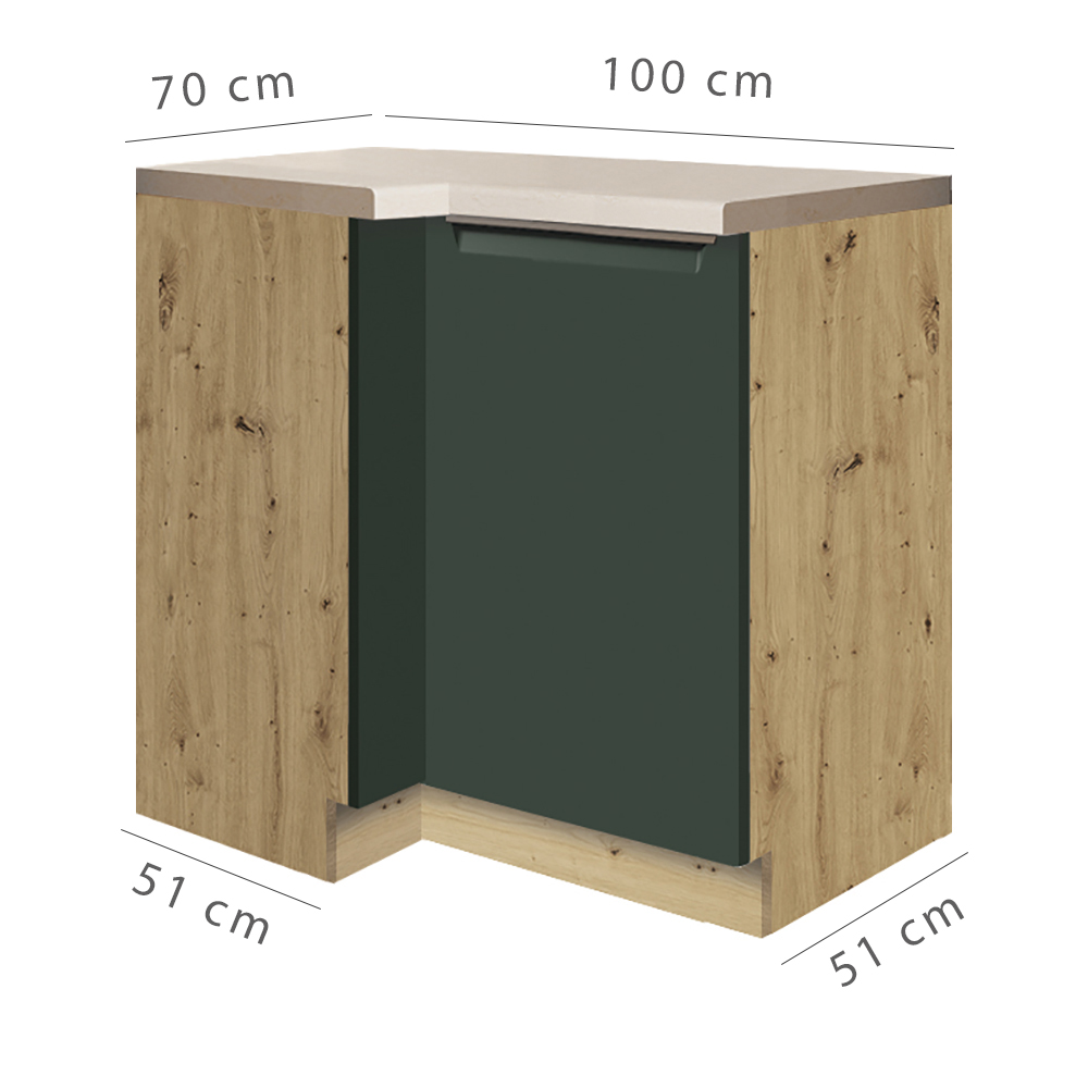 GLAMOUR z | dolní skříňka GLA-14D rohová | 70x100 cm | zelená mat