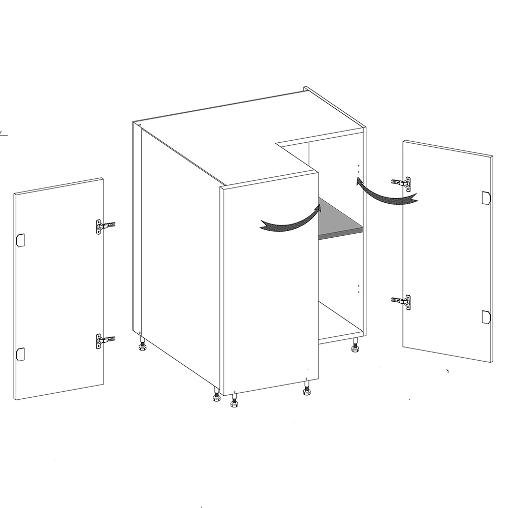 GLAMOUR z | dolní skříňka GLA-16D rohová + otočná police | 90x90 cm | zelená mat