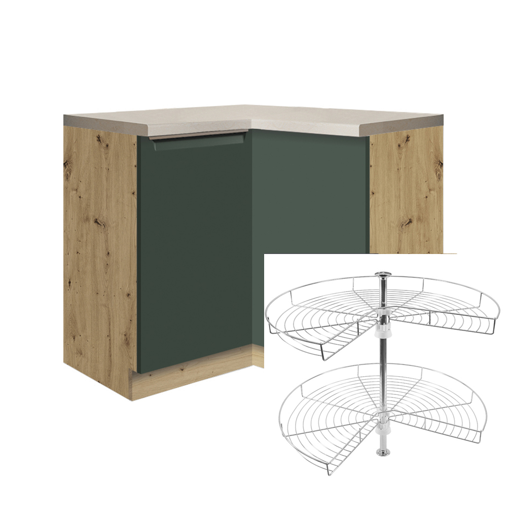 GLAMOUR z | dolní skříňka GLA-16D rohová + otočná police | 90x90 cm | zelená mat