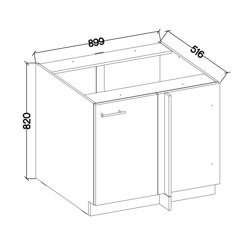STILO bb | dolní skříňka 105ND 1F rohová s policí | 105x60 cm | bílá/bílá mat | UNI dvířka