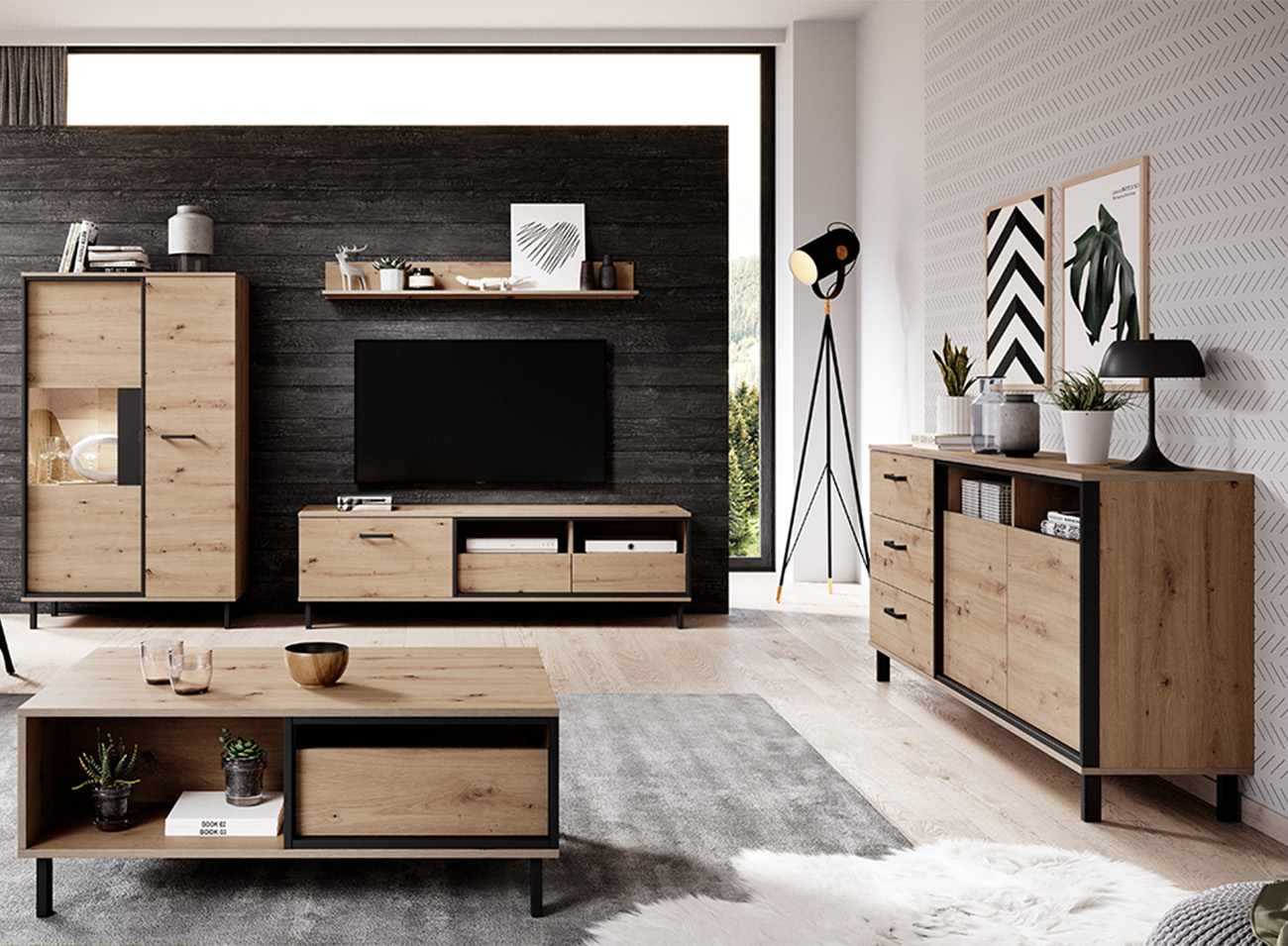 NEST | komoda 4S | 90 cm | artisan/antracit | POSLEDNÍ KUS