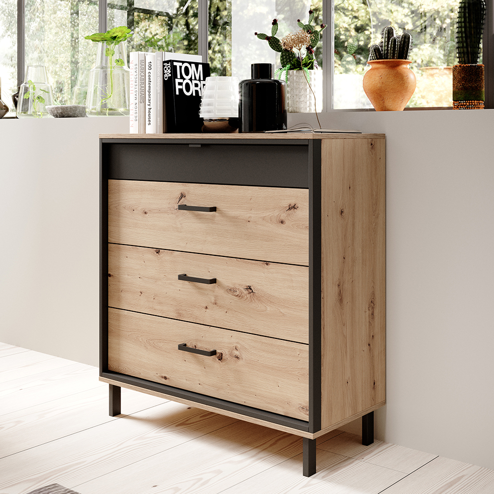 NEST | komoda 4S | 90 cm | artisan/antracit | POSLEDNÍ KUS