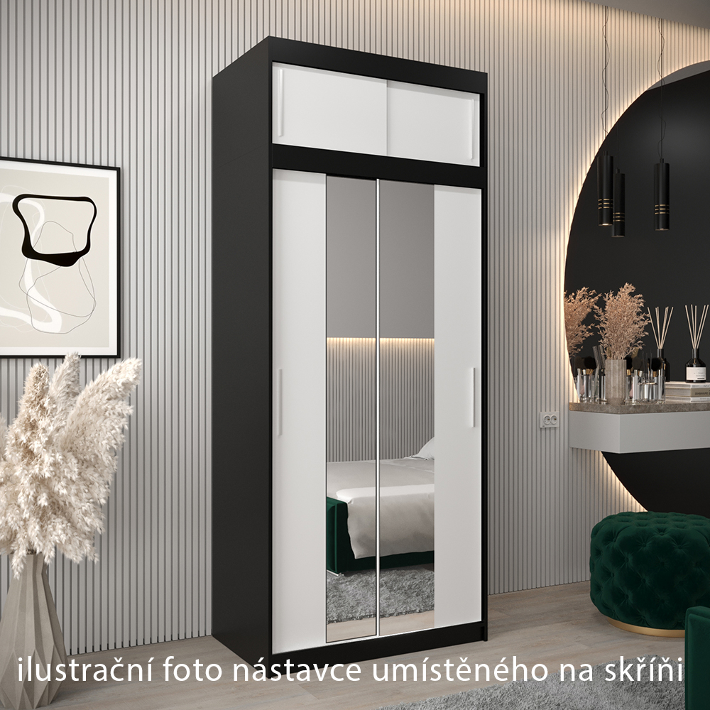 Nástavec ABIKS | 100x40x62 cm | černá/bílá | pro posuvné skříně