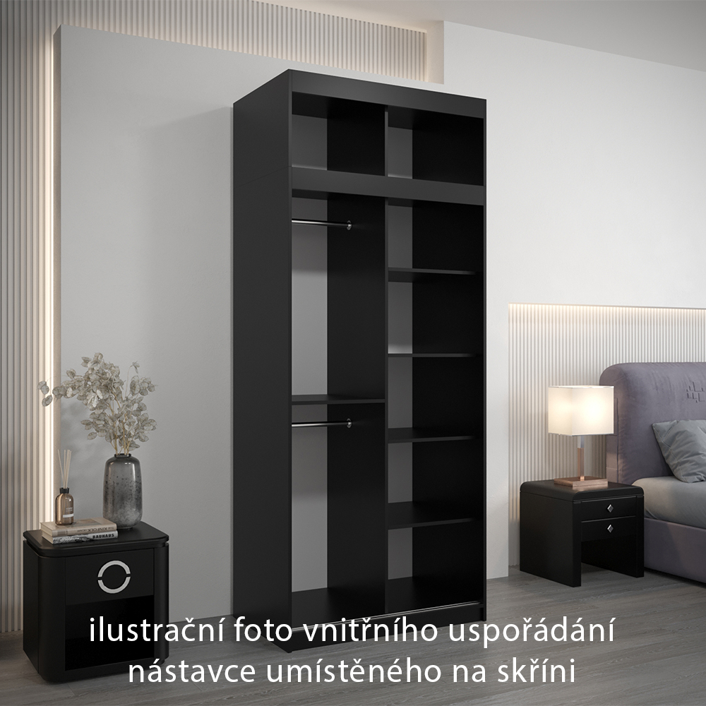 Nástavec ABIKS | 100x40x62 cm | černá/bílá | pro posuvné skříně