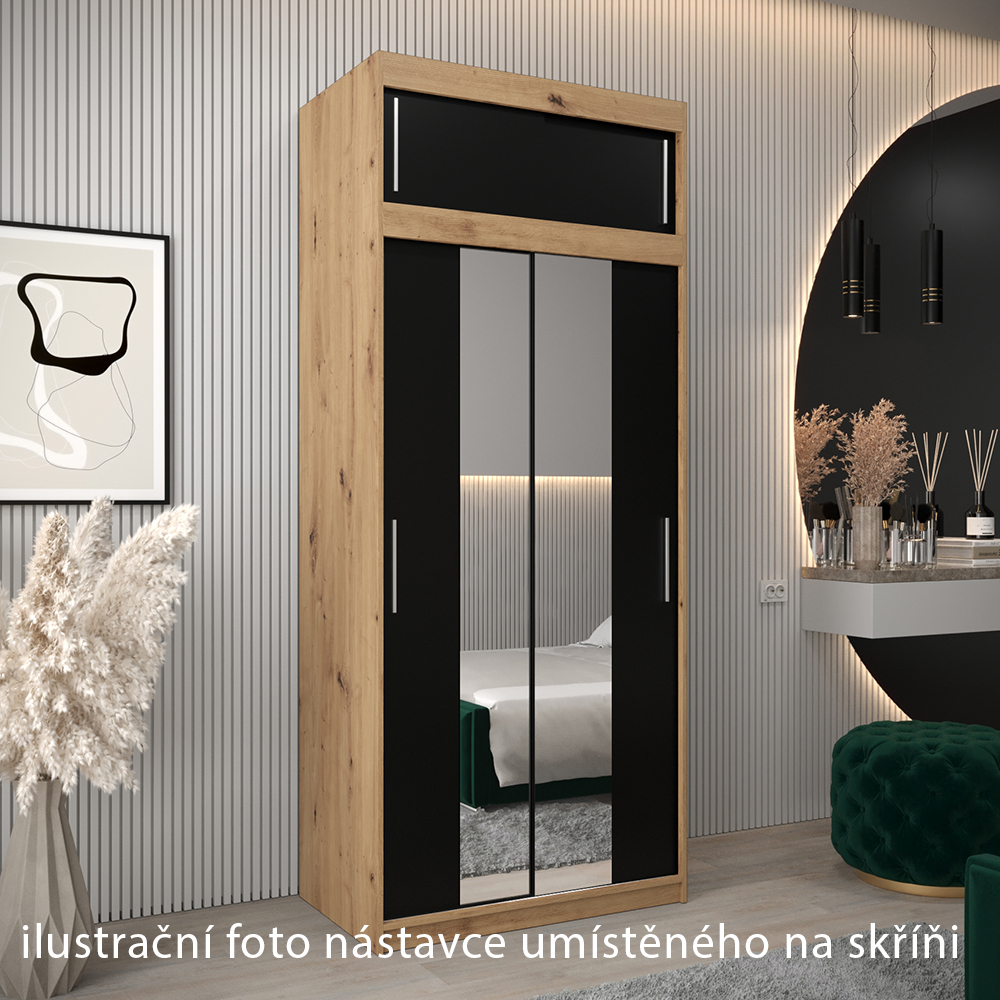 Nástavec | 100x40x62 cm | artisan/černá | pro vybrané posuvné skříně