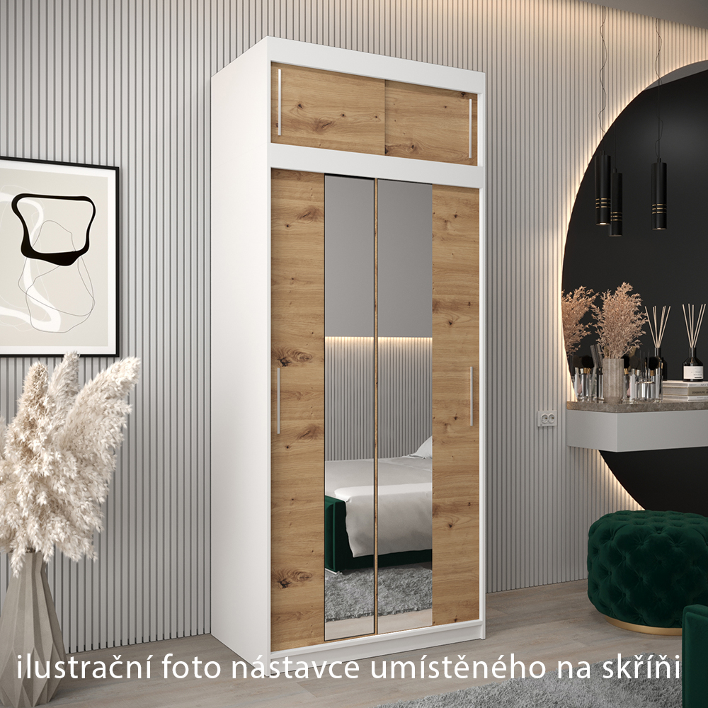 Nástavec ABIKS | 100x40x62 cm | bílá/artisan | pro posuvné skříně