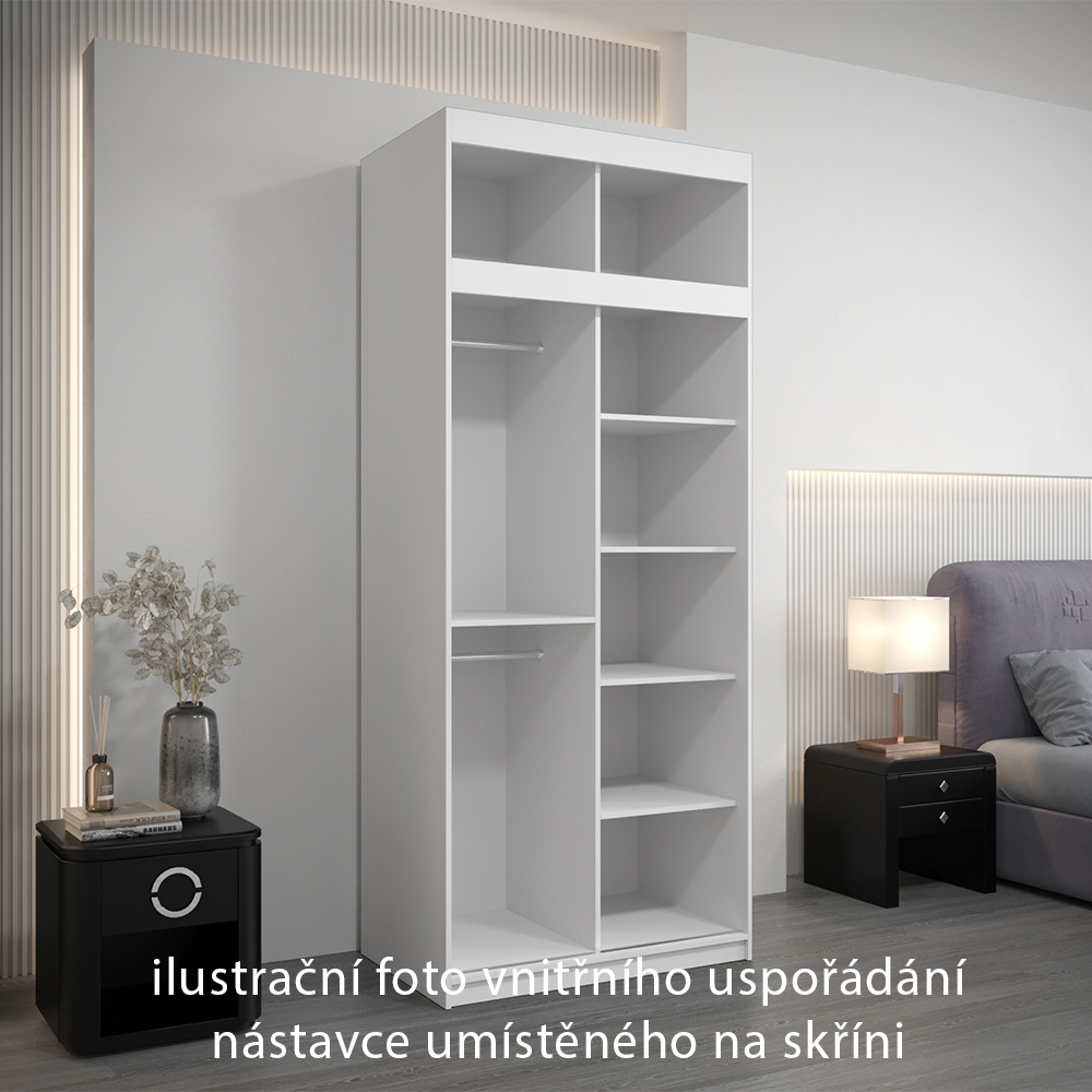 Nástavec ABIKS | 100x40x62 cm | bílá/artisan | pro posuvné skříně