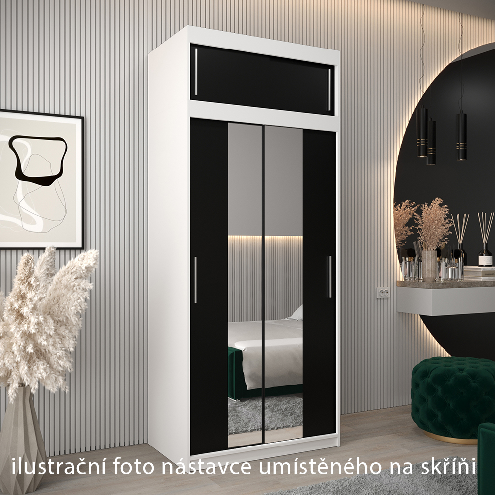 Nástavec ABIKS | 100x40x62 cm | bílá/černá | pro posuvné skříně