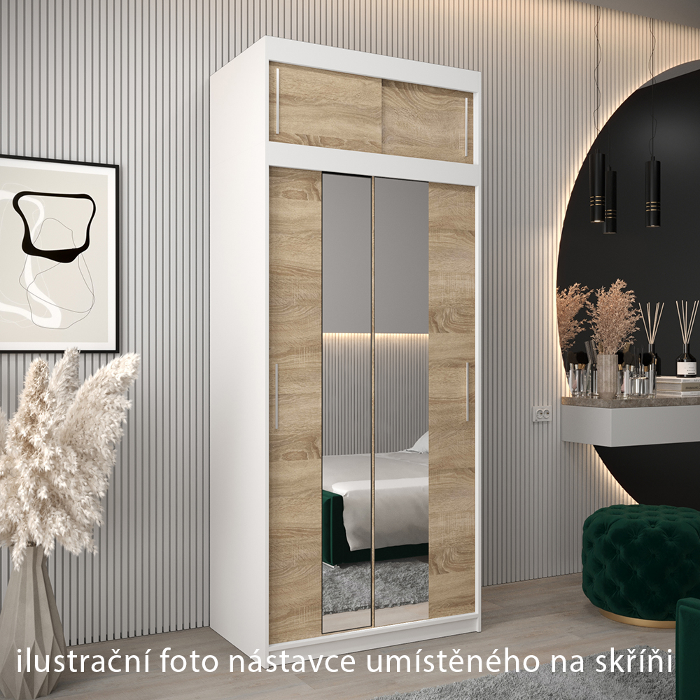 Nástavec | 100x40x62 cm | bílá/sonoma | pro vybrané posuvné skříně