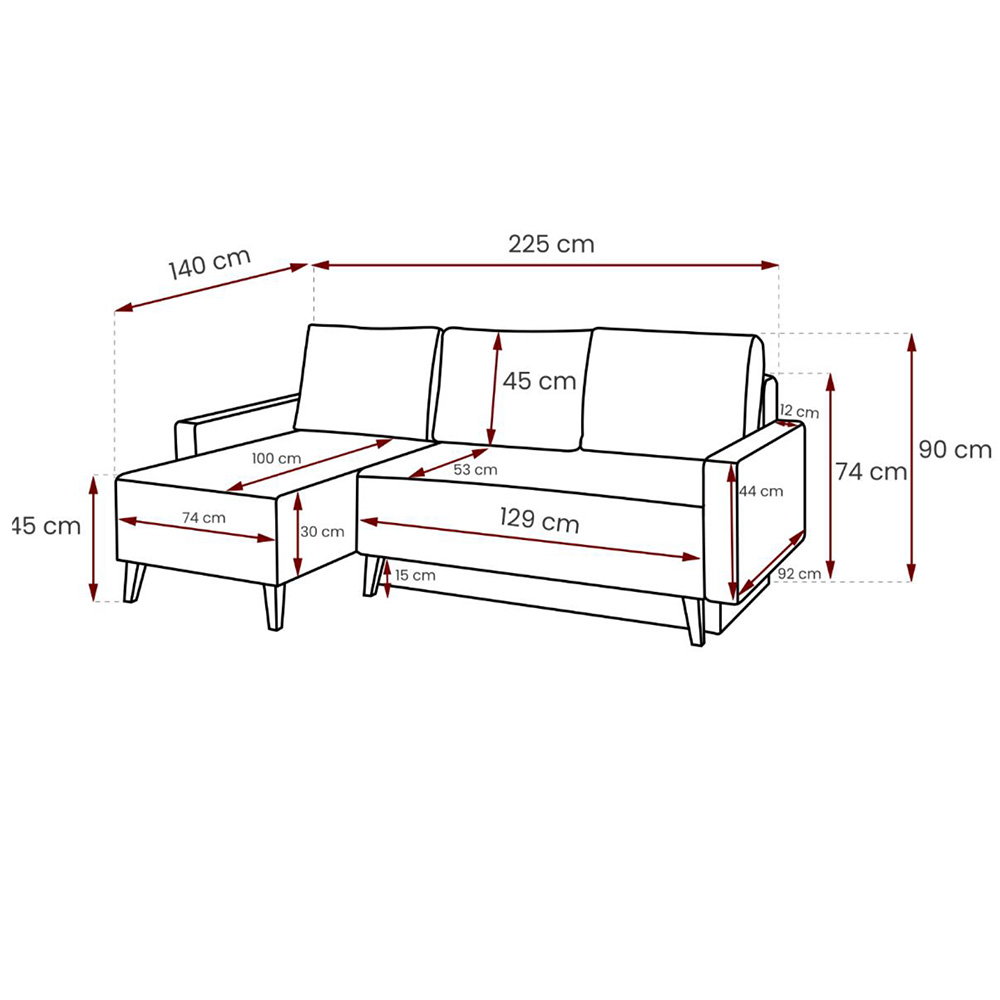 Sedací souprava OVIEDO | 225x140 | rozkládací + úložný prostor | hnědá