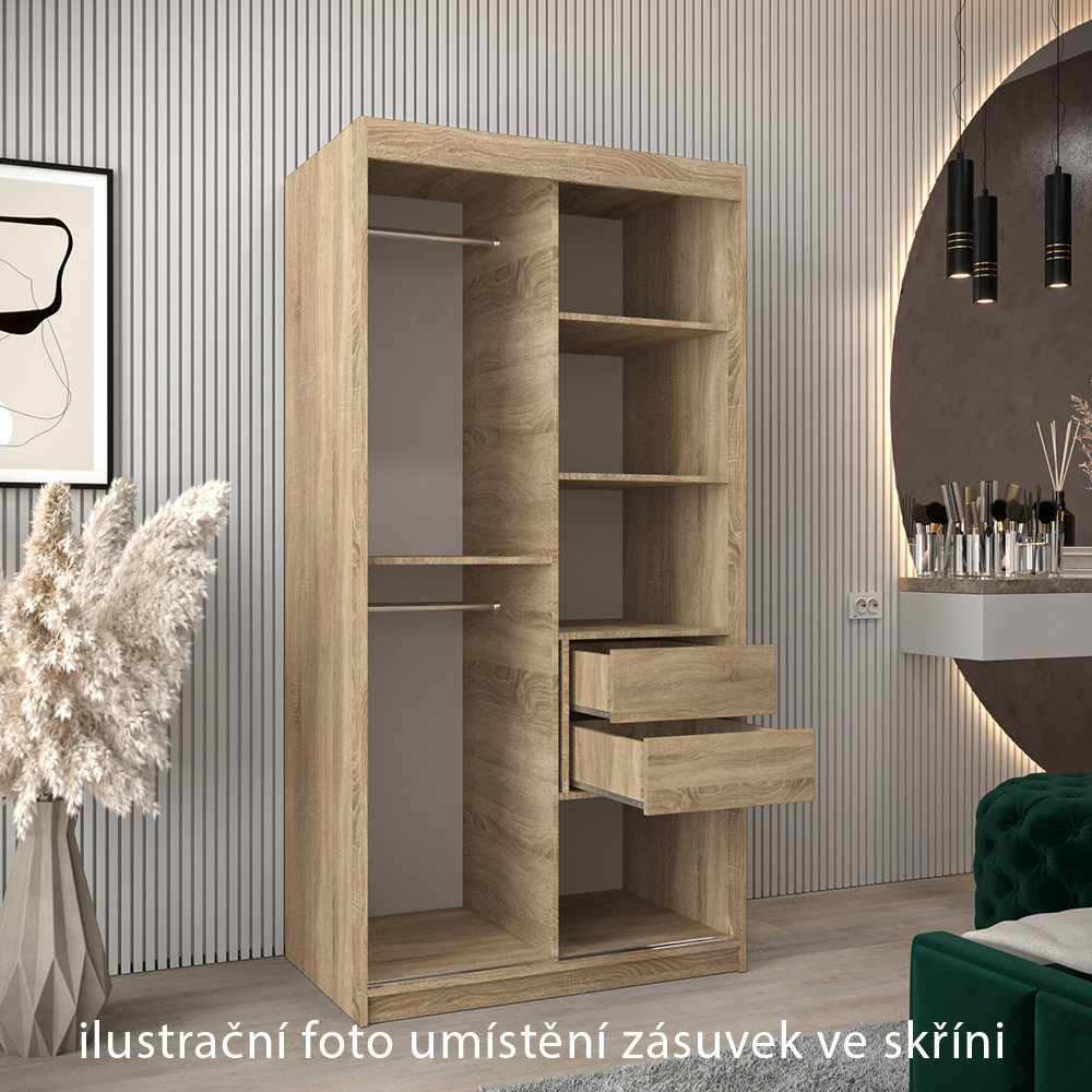 Zásuvky do skříní širokých 100 cm | sada 2 ks | sonoma | pro posuvné skříně