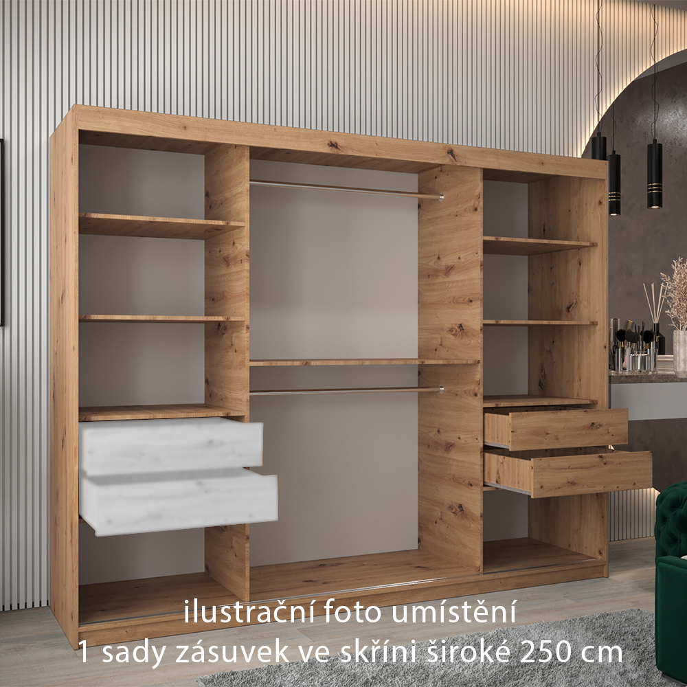 Zásuvky do skříní širokých 250 cm | sada 2 ks | artisan | pro vybrané posuvné skříně