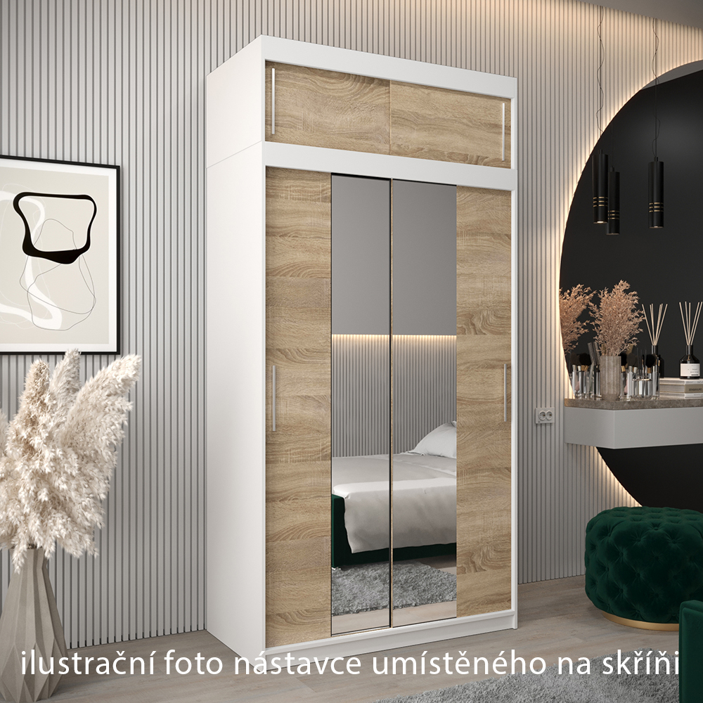 Nástavec | 120x40x62 cm | bílá/sonoma | pro vybrané posuvné skříně