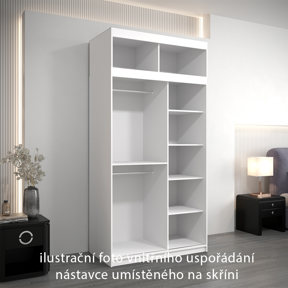 Nástavec | 120x40x62 cm | bílá/sonoma | pro vybrané posuvné skříně