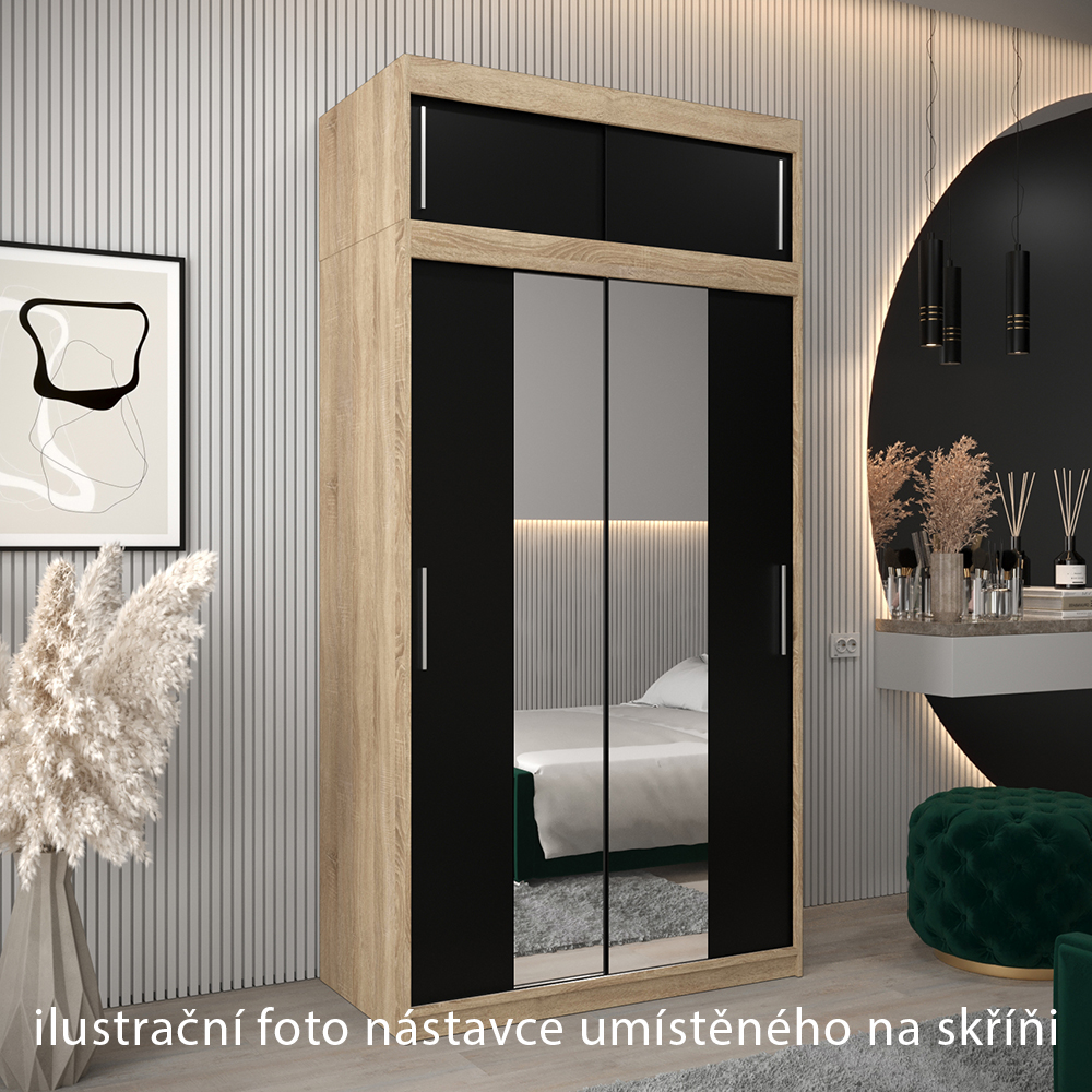 Nástavec | 120x40x62 cm | sonoma/černá | pro vybrané posuvné skříně