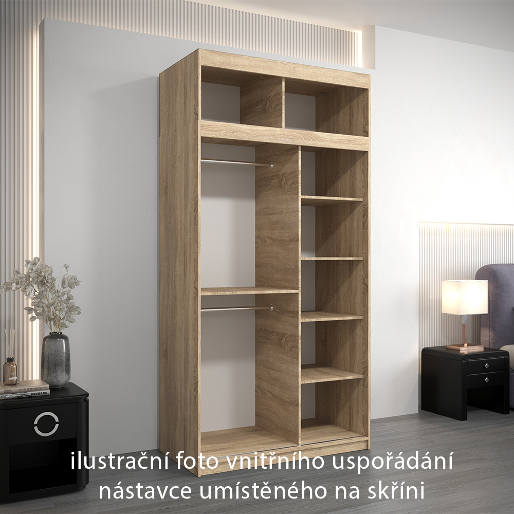 Nástavec | 120x40x62 cm | sonoma/černá | pro vybrané posuvné skříně