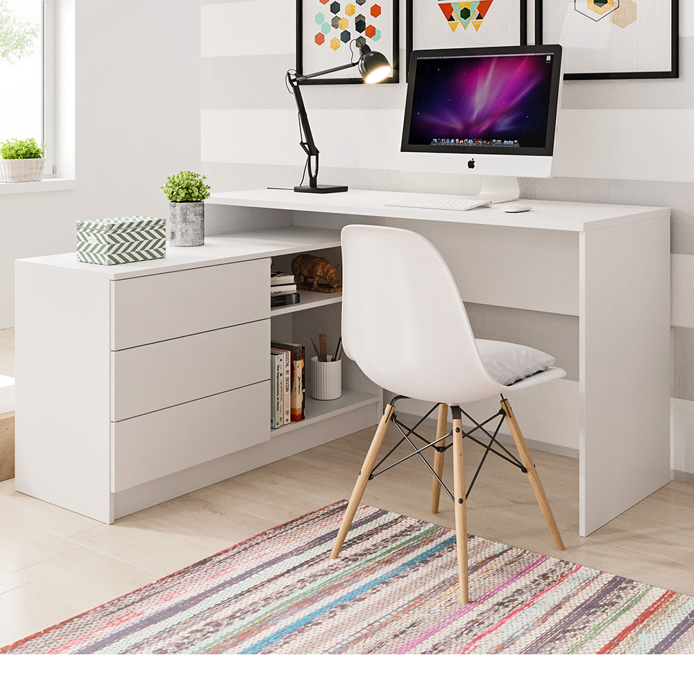 Psací stůl TEO + komoda | 276,4 cm  | UNI provedení | bílá mat | 4 ks
