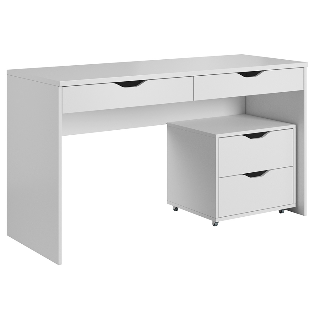 Psací stůl MATE + komoda | 138,2 cm  | UNI provedení | bílá mat