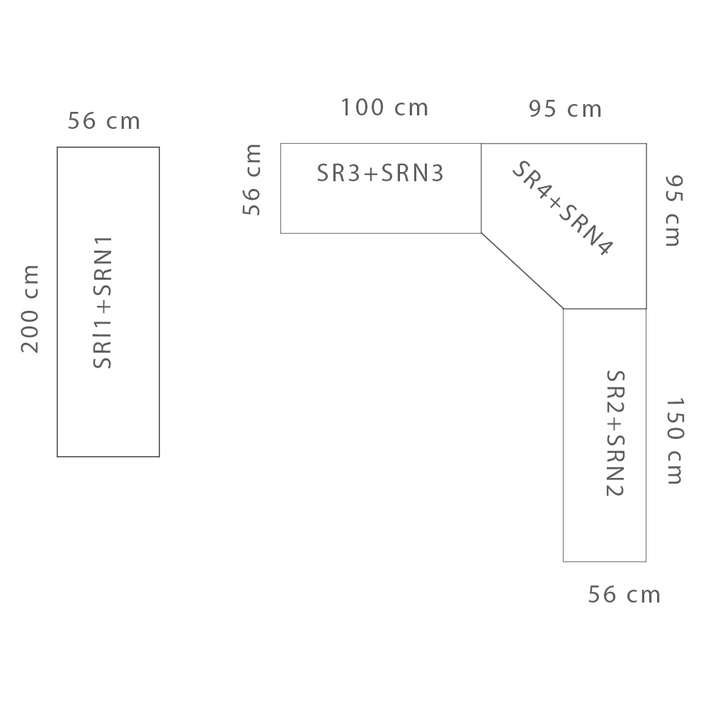 SMART a | sestava šatních skříní | 200 cm + 195x245 cm | antracit