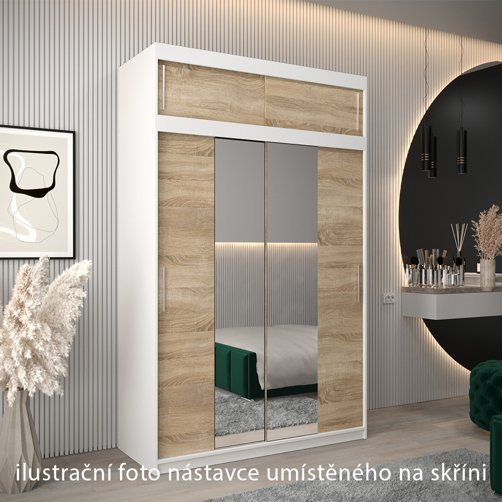 Nástavec ABIKS | 150x40x62 cm | bílá/sonoma | pro posuvné skříně