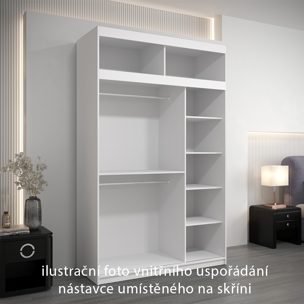 Nástavec ABIKS | 150x40x62 cm | bílá/sonoma | pro posuvné skříně