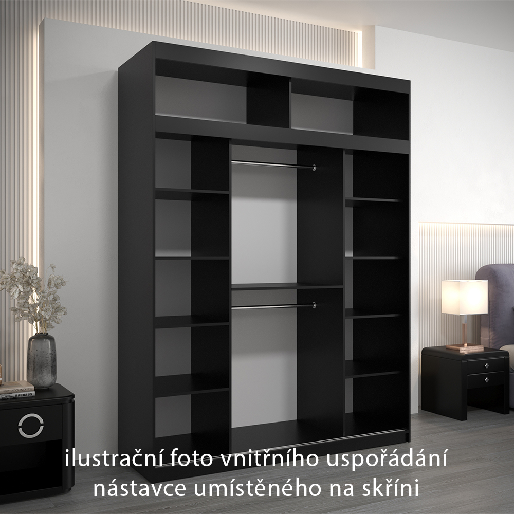 Nástavec ABIKS | 180x40x62 cm | černá/artisan | pro posuvné skříně