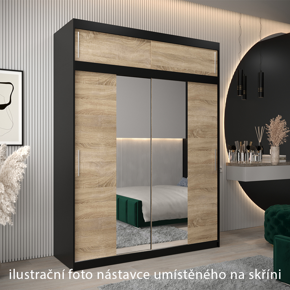 Nástavec ABIKS | 180x40x62 cm | černá/sonoma | pro posuvné skříně