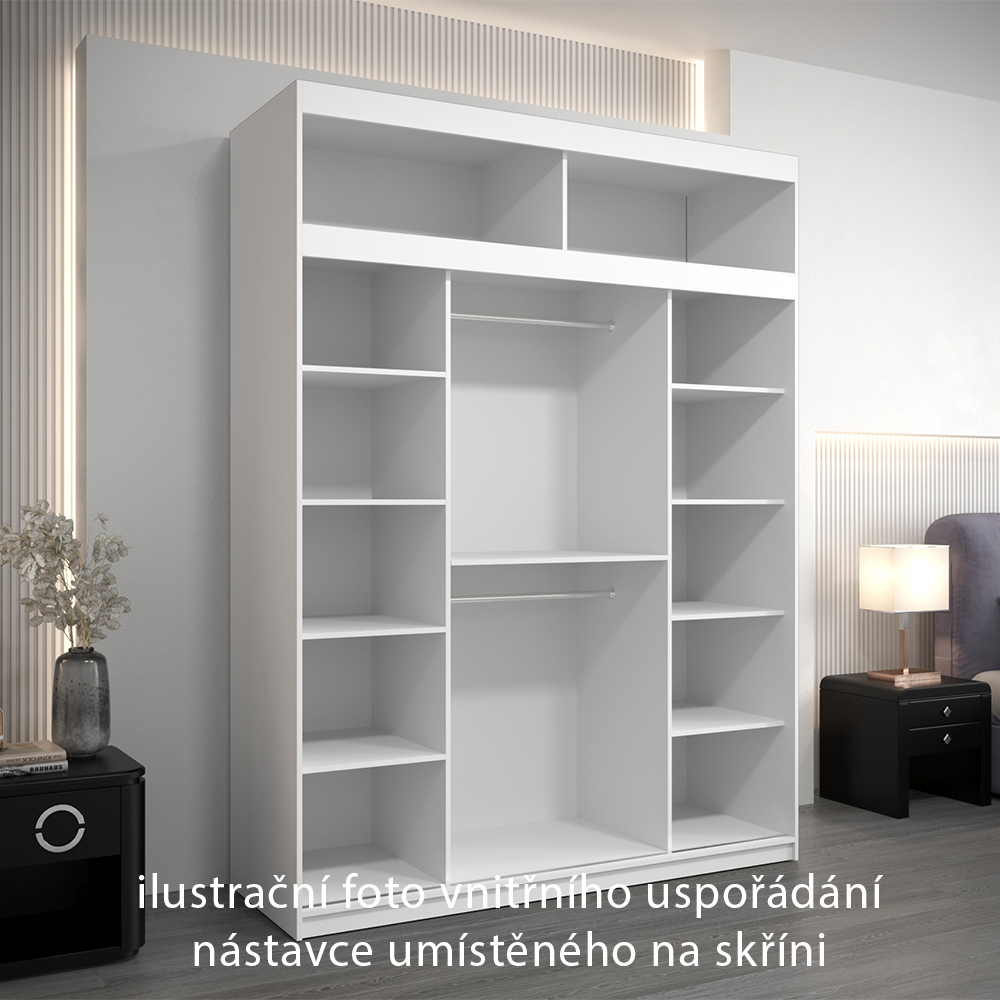 Nástavec ABIKS | 180x40x62 cm | bílá/sonoma | pro posuvné skříně