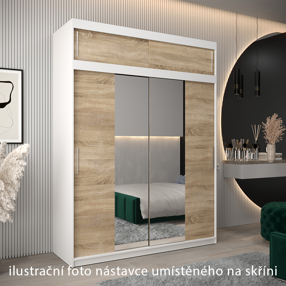 Nástavec ABIKS | 180x40x62 cm | bílá/sonoma | pro posuvné skříně