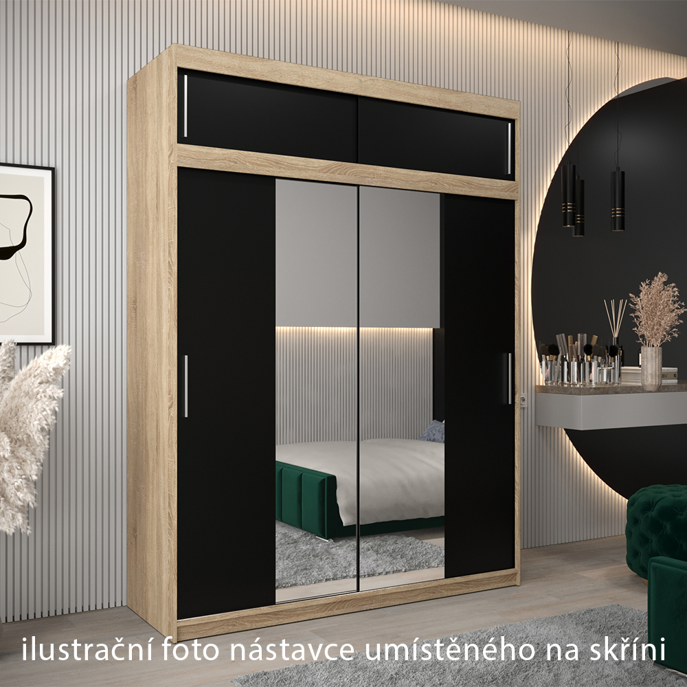 Nástavec ABIKS | 180x40x62 cm | sonoma/černá | pro posuvné skříně