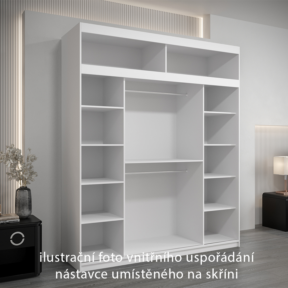 Nástavec ABIKS | 200x40x62 cm | bílá/artisan | pro posuvné skříně
