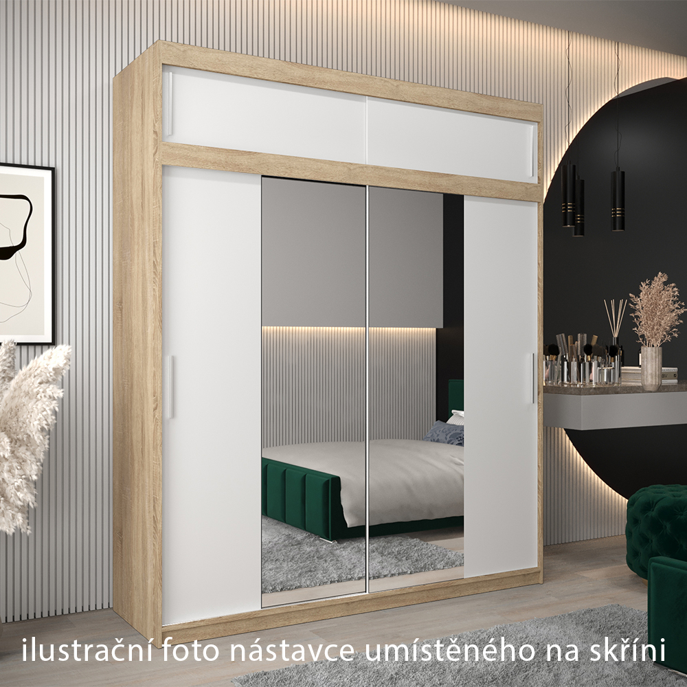 Nástavec ABIKS | 200x40x62 cm | sonoma/bílá | pro posuvné skříně