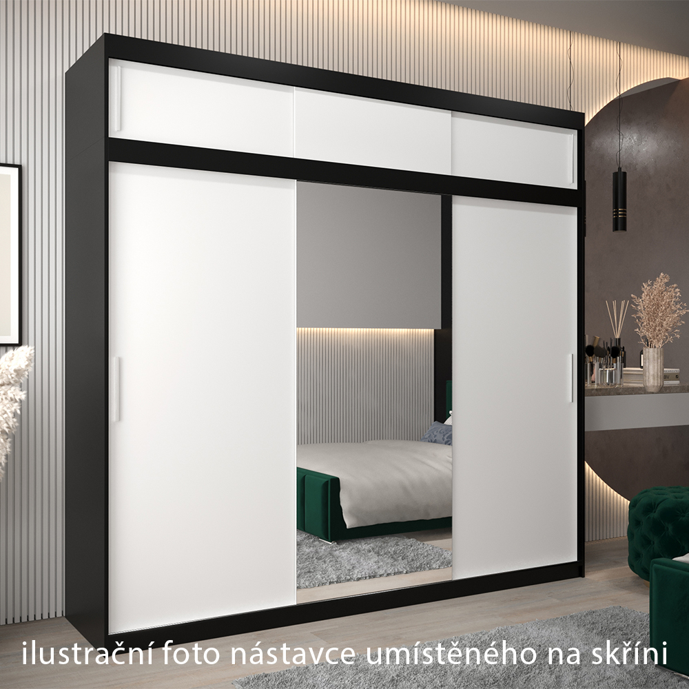 Nástavec ABIKS | 250x40x62 cm | černá/bílá | pro posuvné skříně