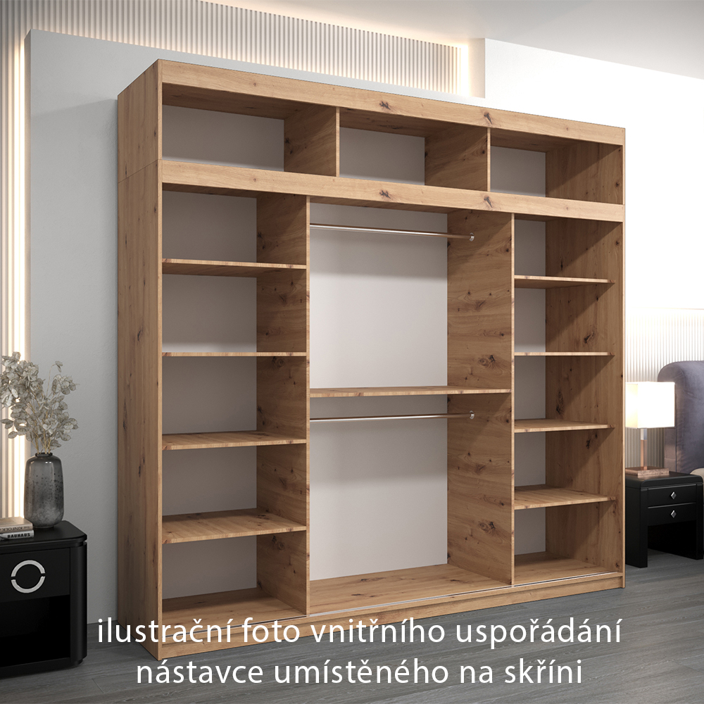 Nástavec ABIKS | 250x40x62 cm | artisan/bílá | pro posuvné skříně