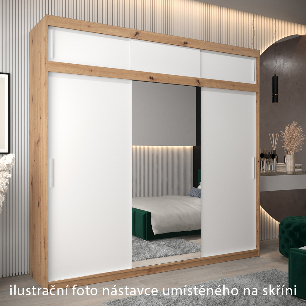 Nástavec ABIKS | 250x40x62 cm | artisan/bílá | pro posuvné skříně