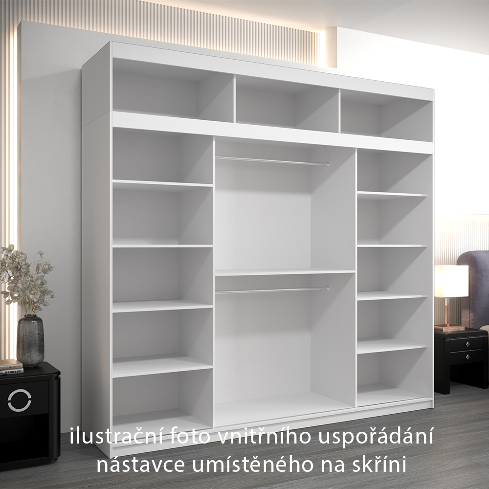 Nástavec ABIKS | 250x40x62 cm | bílá/sonoma | pro posuvné skříně