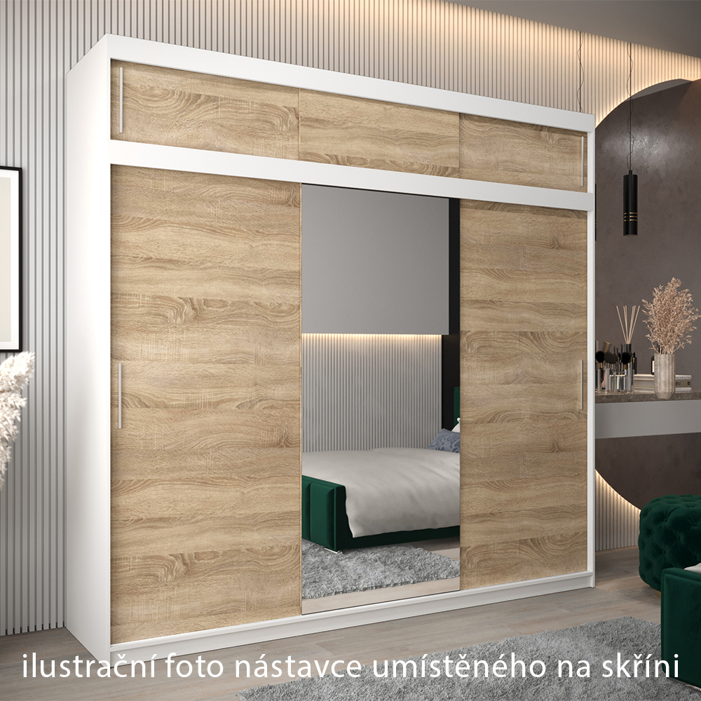 Nástavec ABIKS | 250x40x62 cm | bílá/sonoma | pro posuvné skříně