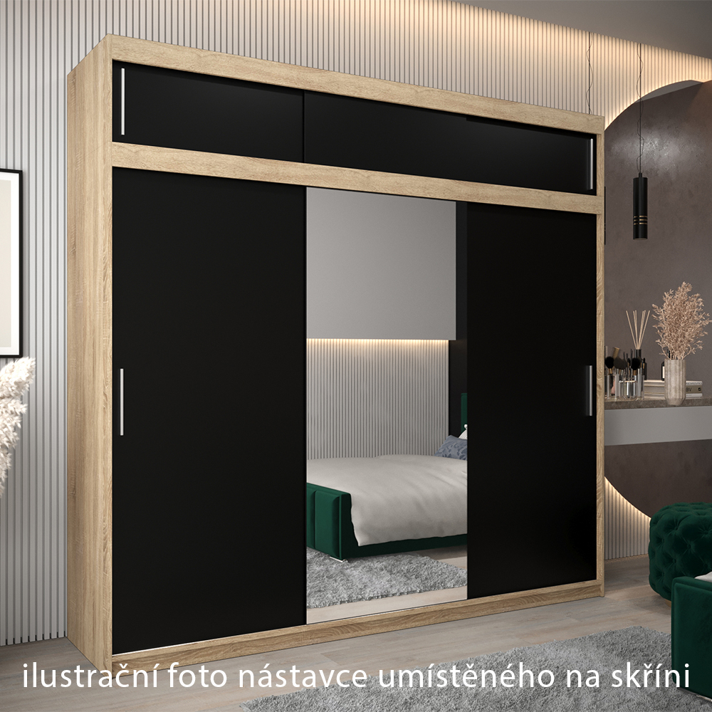 Nástavec ABIKS | 250x40x62 cm | sonoma/černá | pro posuvné skříně