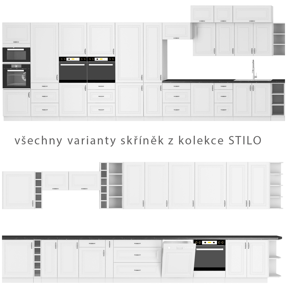 STILO bb | horní skříňka 40G-90 1F se 3 policemi | 40 cm | bílá/bílá mat | UNI dvířka